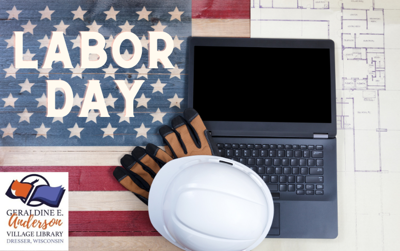 Labor-Day-text-hard-hat-laptop-computer-over-American-flag.